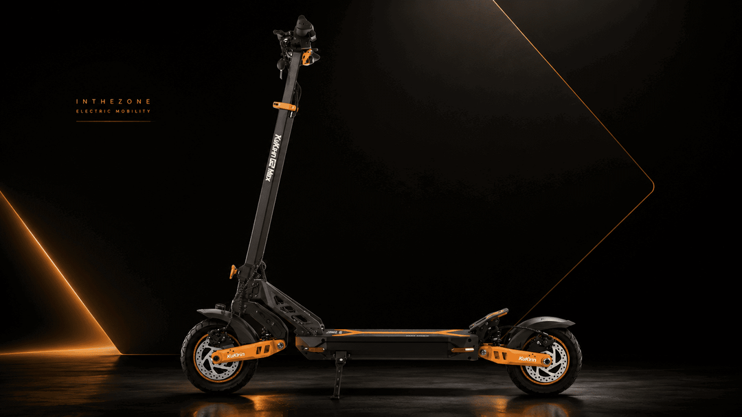 KuKirin G2 Max electric scooter review showcasing sleek design and modern features on a studio background.
