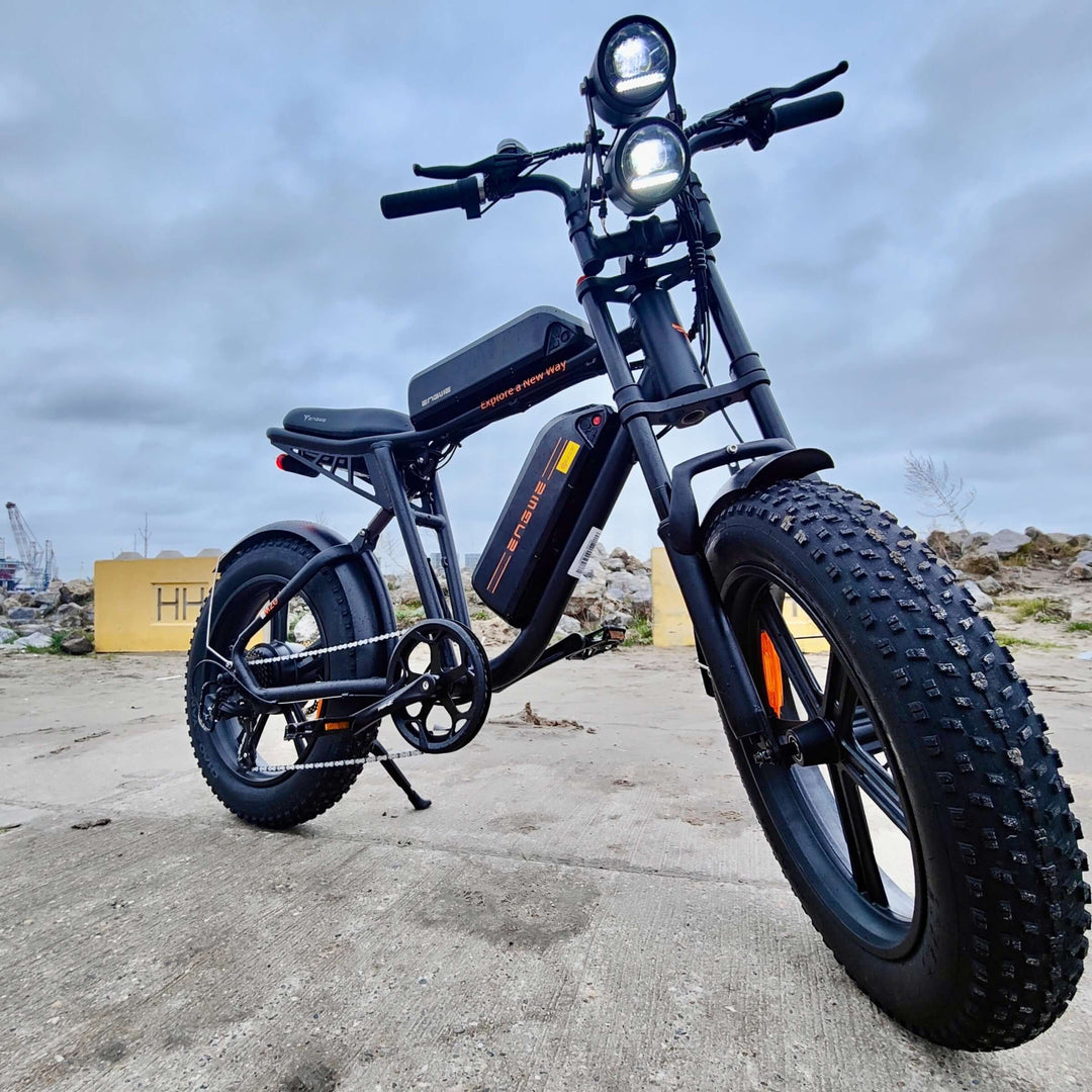 ENGWE M20 vs ENGWE M1 vs SAMEBIKE M20 comparison electric bike showcasing its features outdoors.