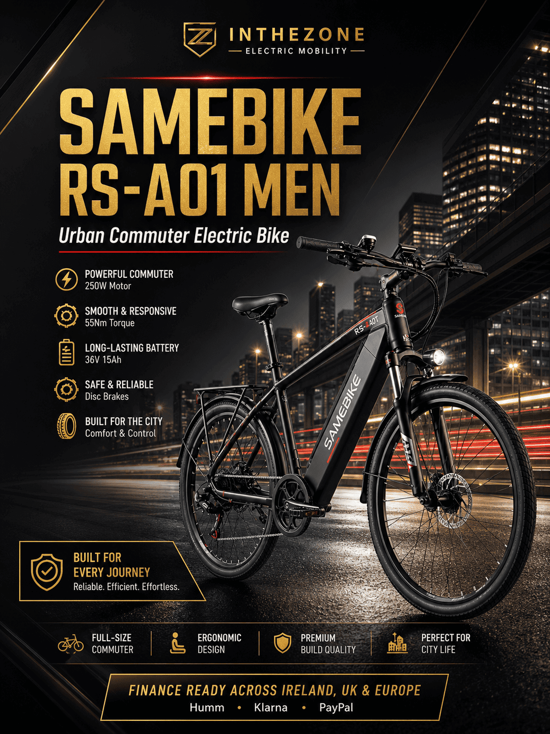 SAMEBIKE RS-A01 electric commuter bike urban commuter with powerful motor and long-lasting battery