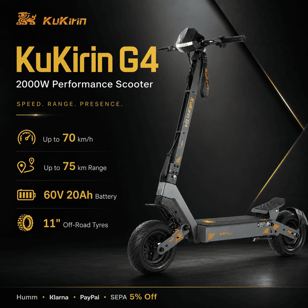 KuKirin G4 electric scooter 2026 upgrade showcasing specifications and features