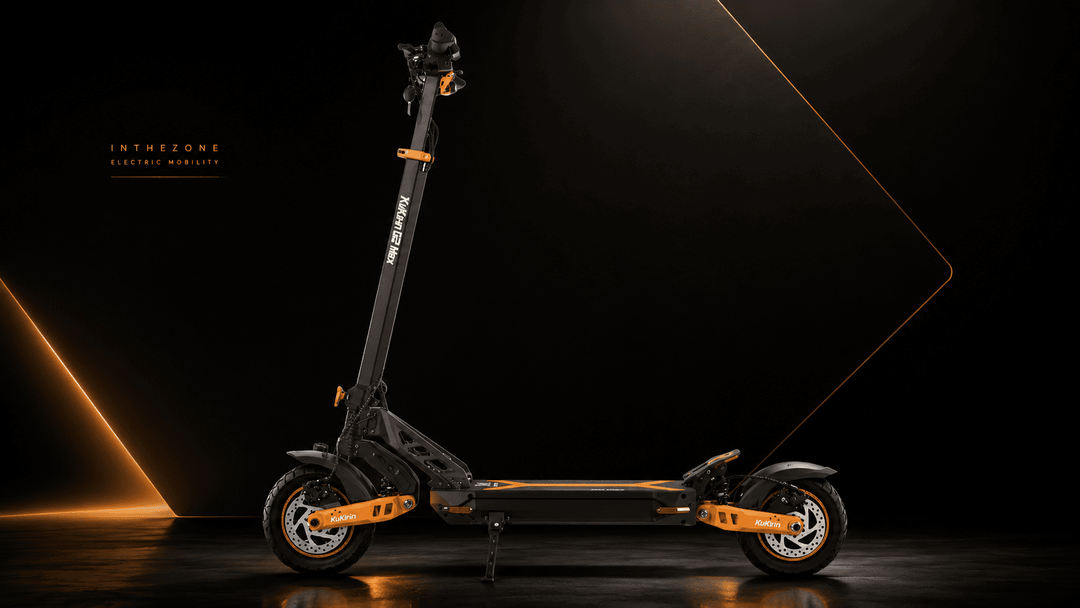 KuKirin G2 Max electric scooter review showcasing sleek design and modern features on a studio background.