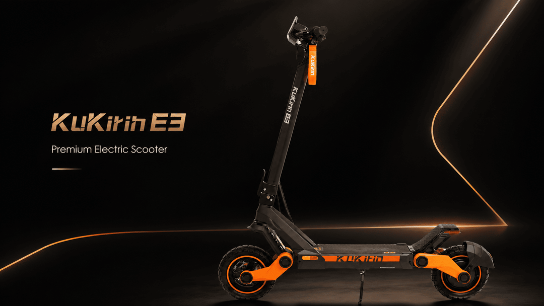 KuKirin G3 electric scooter showcasing a sleek design and off-road capabilities in a modern setting.