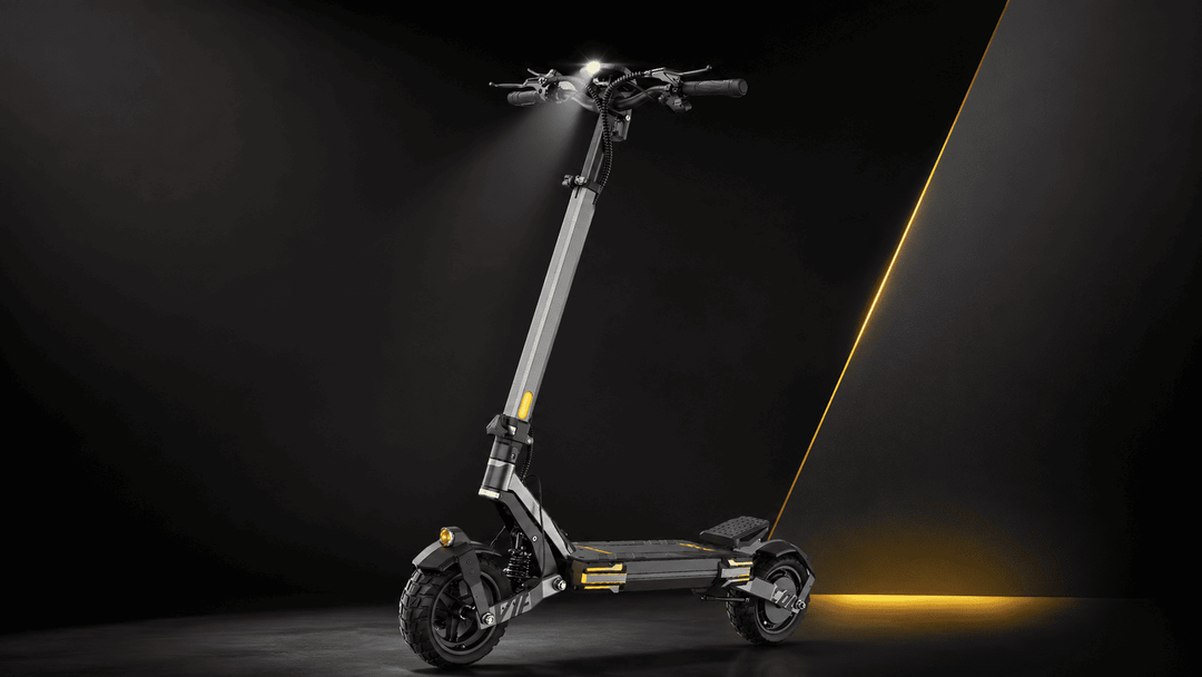 VIPCOO VS6 electric scooter showcasing its rugged design and powerful features in a sleek dark environment.