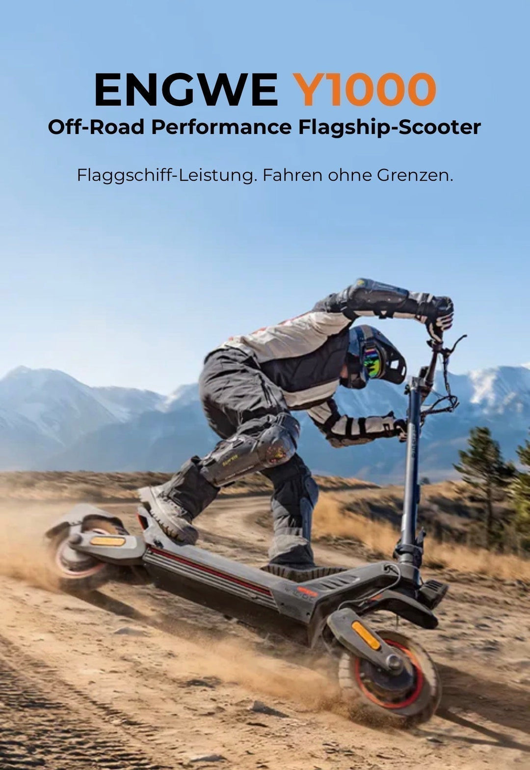 ENGWE Y1000 Electric Scooter Buyer Guide - Off-road performance scooter in action on rugged terrain.