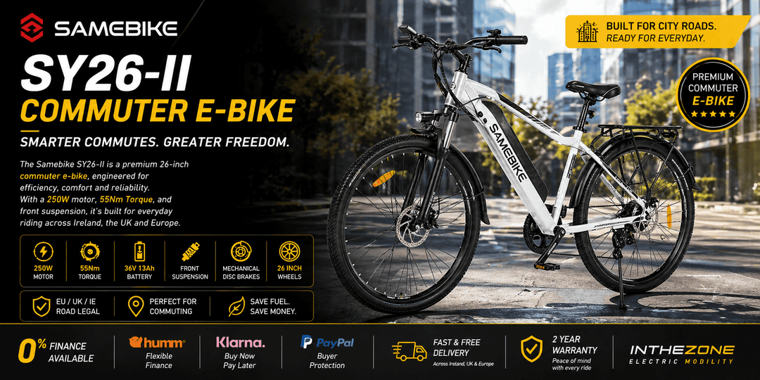 SAMEBIKE SY26-II electric bike guide featuring premium commuter e-bike for city roads and daily use.