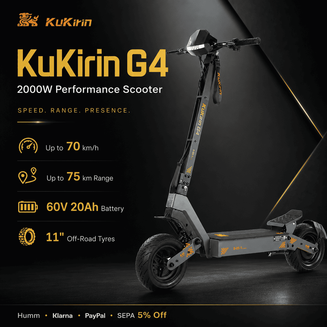 KuKirin G4 electric scooter 2026 upgrade showcasing specifications and features