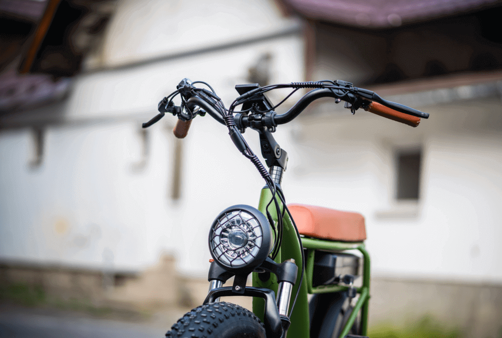 Bezior XF001 electric bike review: close-up of stylish handlebars and design features.