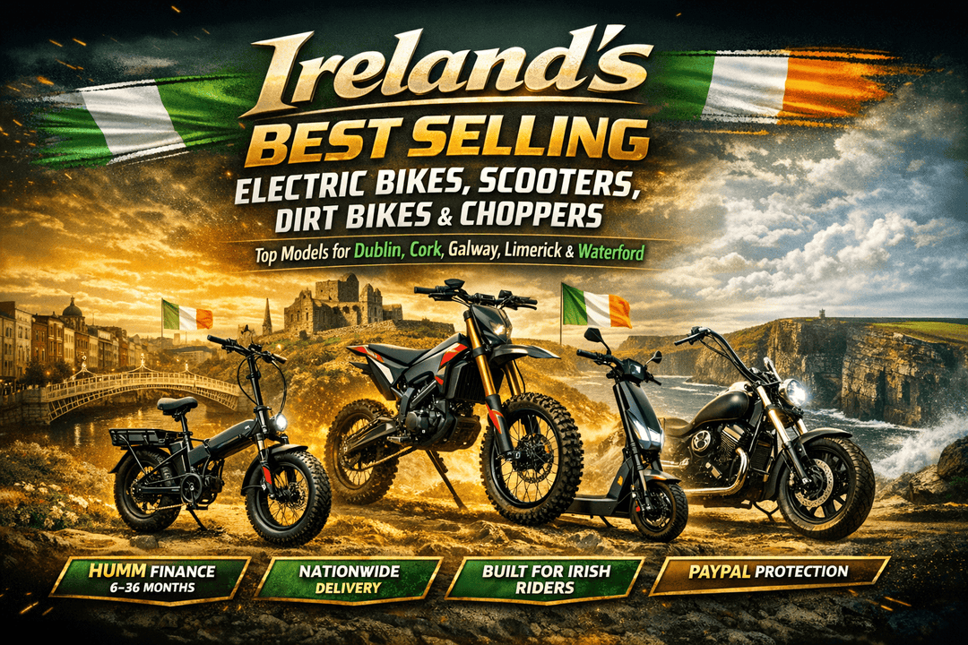 Ireland's best selling electric bikes Ireland - scooters, dirt bikes & choppers with top models from Dublin and more.