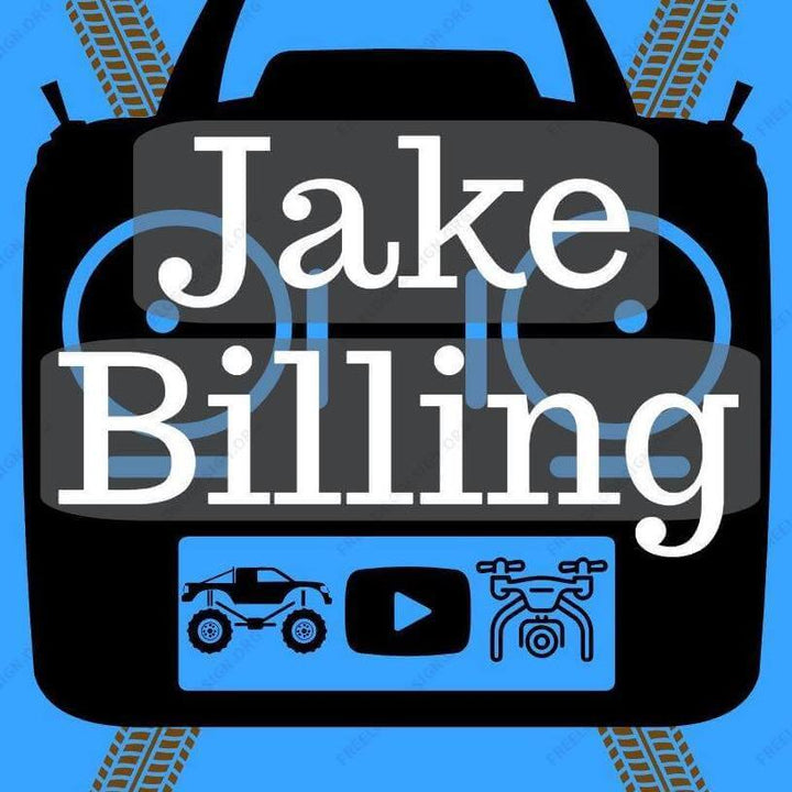 Logo featuring the name 'Jake Billing' with icons of a vehicle and drone on a blue background.