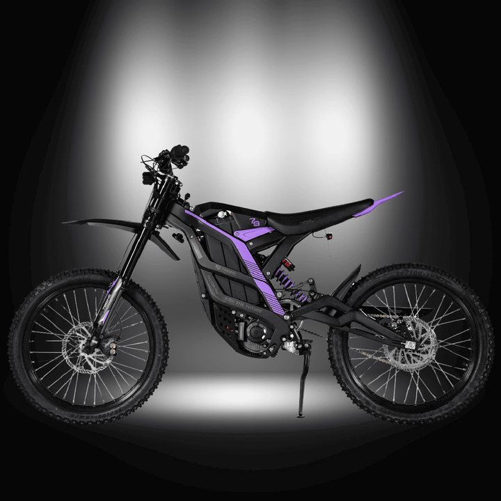 🇮🇪🇪🇺🇬🇧🇺🇸 79BIKE-FALCON PRO 10000W OFF-ROAD electric dirt bike in sleek black and purple design.