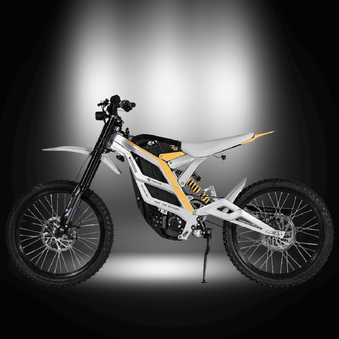 🇮🇪🇪🇺🇬🇧🇺🇸 79BIKE-FALCON PRO 10000W OFF-ROAD electric dirt bike showcased in dynamic lighting.