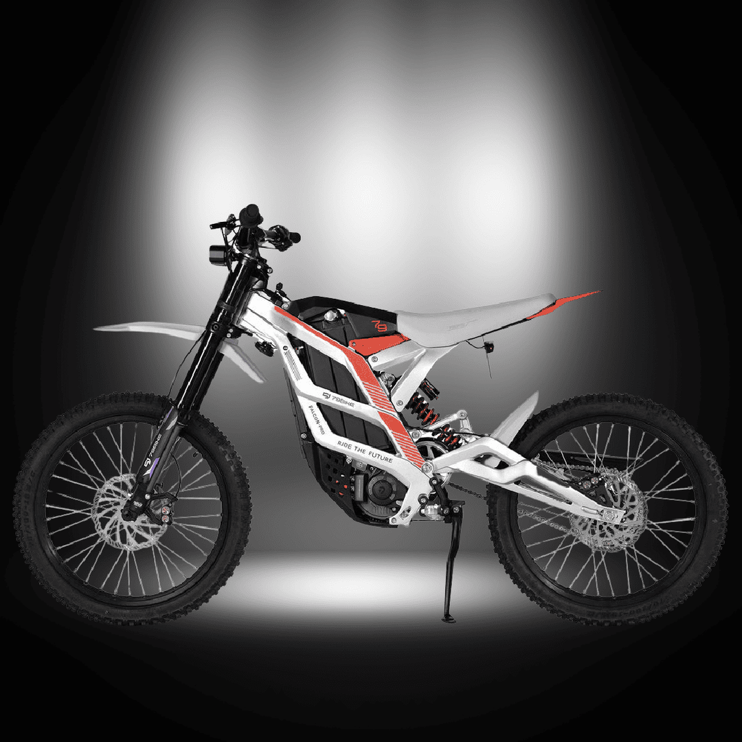 🇮🇪🇪🇺🇬🇧🇺🇸 79BIKE-FALCON PRO 10000W OFF-ROAD electric dirt bike in a dramatic lighting setup.