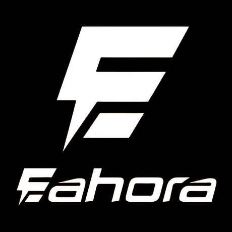 Fahora logo featuring a stylized letter F in white on a black background.