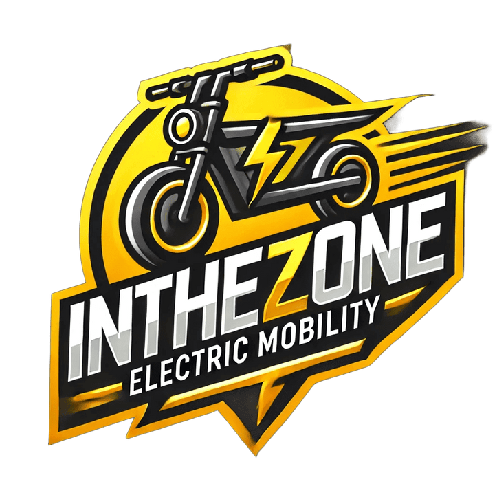 Logo of IN THE ZONE Electric Mobility showcasing an electric bike with dynamic design.