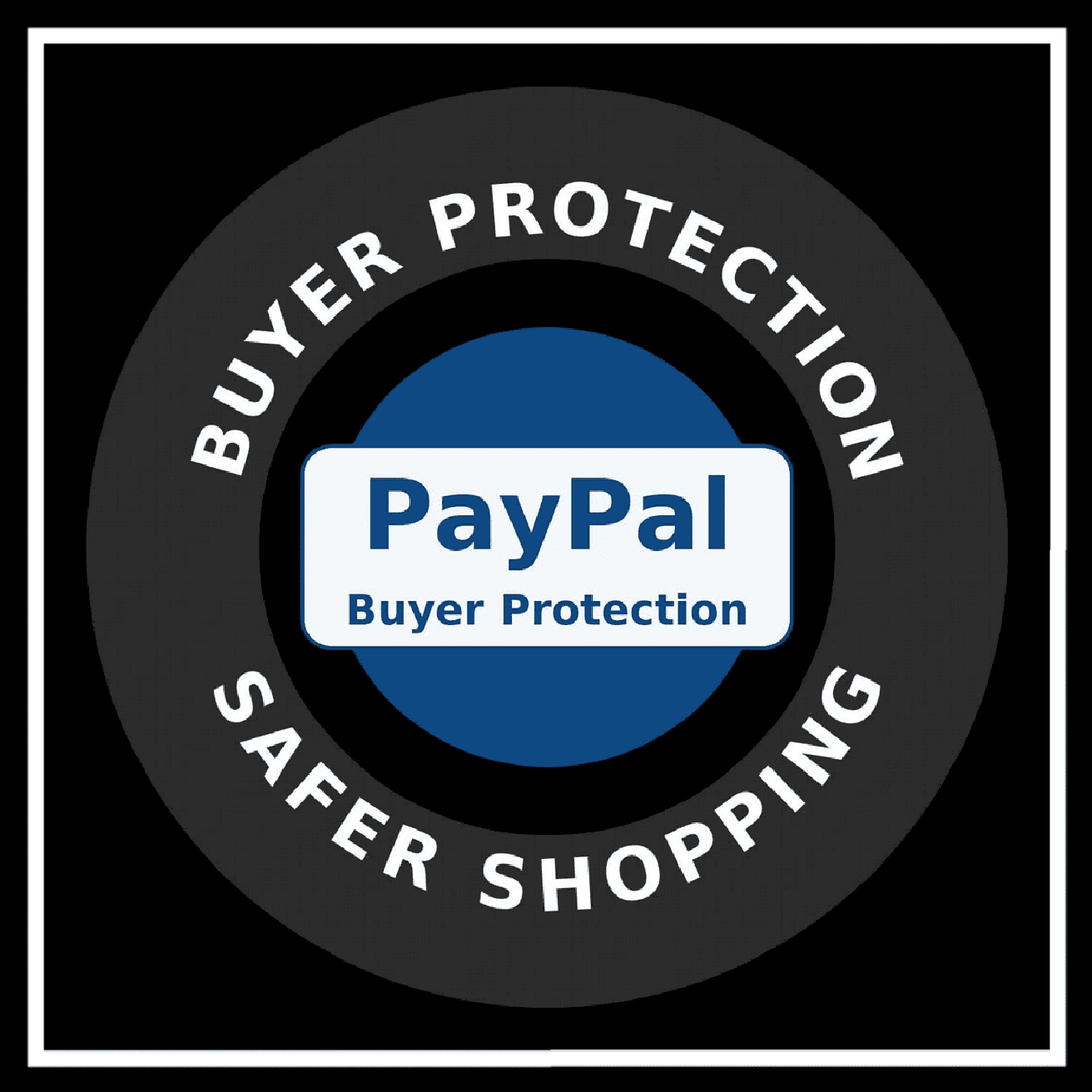 PayPal Buyer Protection logo emphasizing safer shopping and buyer protection guarantee.