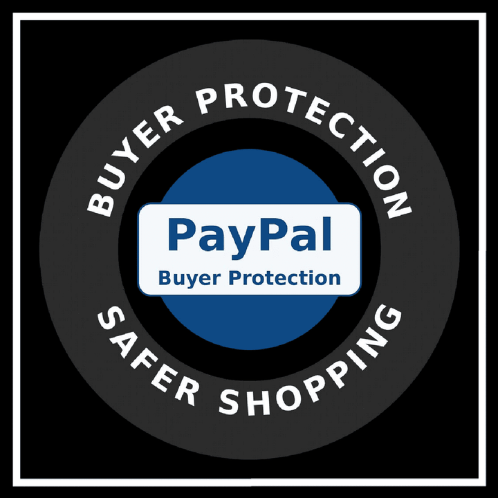 PayPal Buyer Protection logo emphasizing safer shopping and buyer protection guarantee.