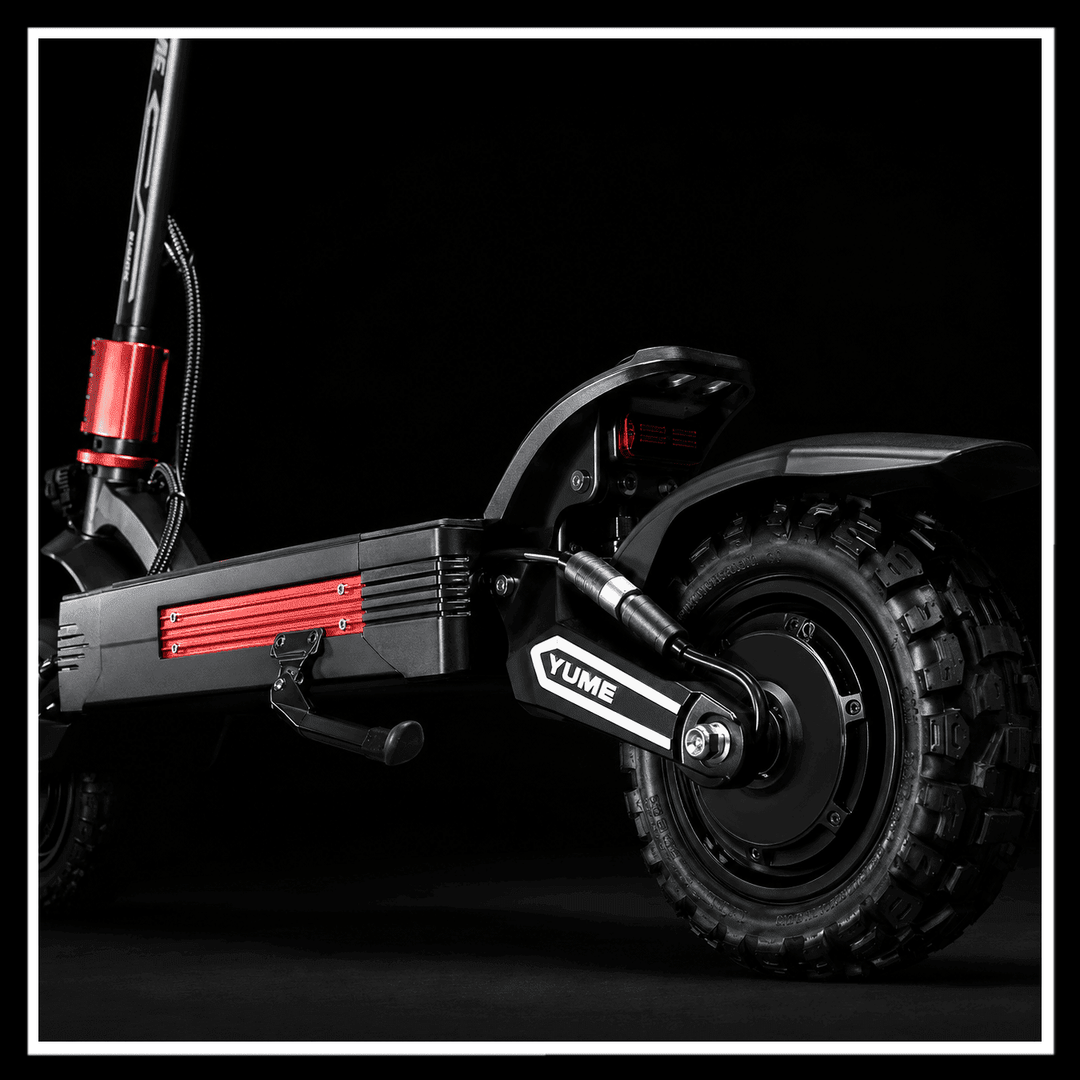 Close-up of the YUME Raptor 2 electric scooter&