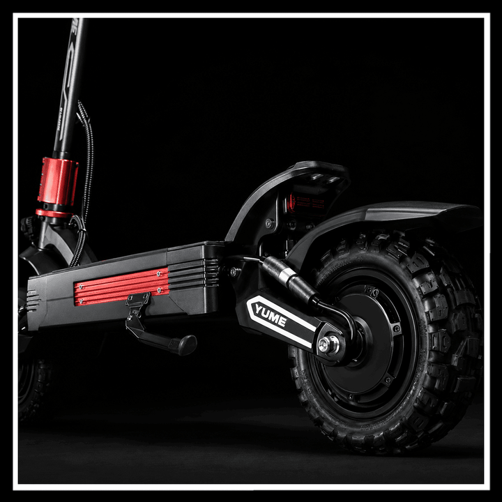 Close-up of the YUME Raptor 2 electric scooter&