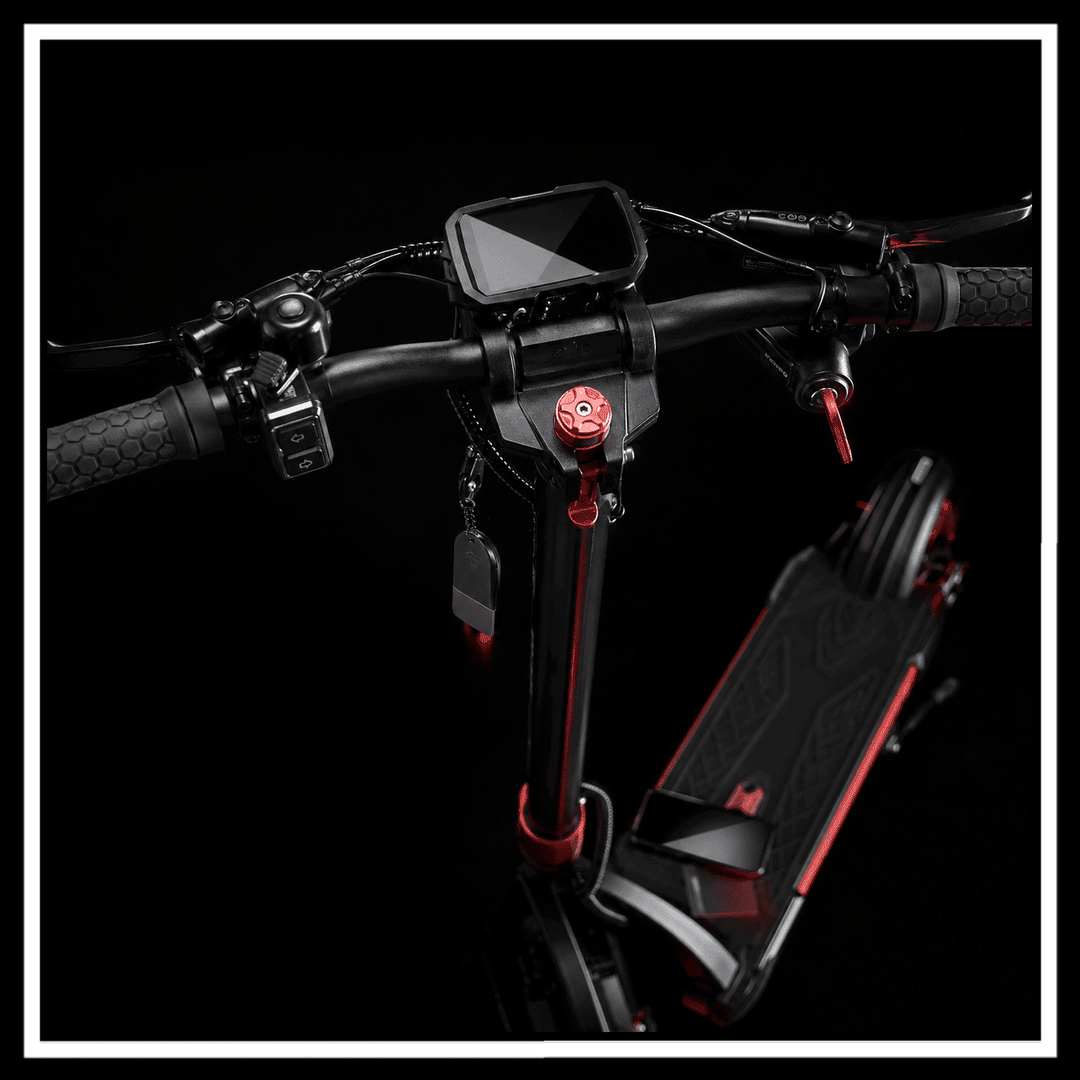 YUME Raptor 2 electric scooter handlebar and display with a sleek black design.