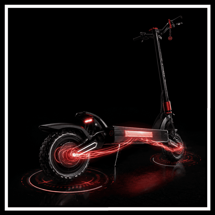YUME Raptor 2 electric scooter showcased with dynamic LED effects and sleek design on a dark background.