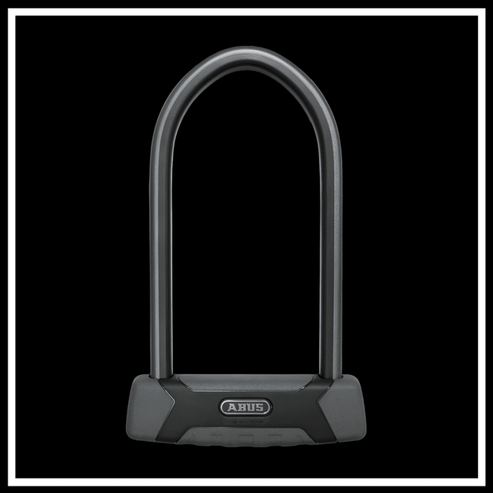 ABUS GRANIT X-PLUS BIKE LOCK shown from the front with a sturdy shackle and locking mechanism.