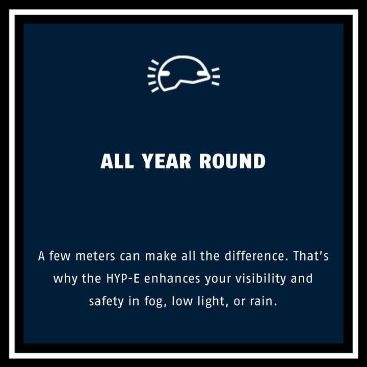 ABUS HYP-E ACE BICYCLE HELMET ELECTRIC BIKE visibility and safety in fog, low light, or rain.