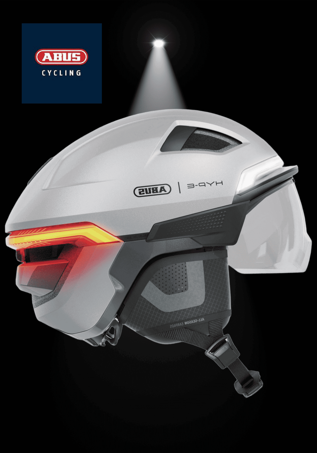 ABUS HYP-E ACE BICYCLE HELMET ELECTRIC BIKE with integrated lighting features and modern design