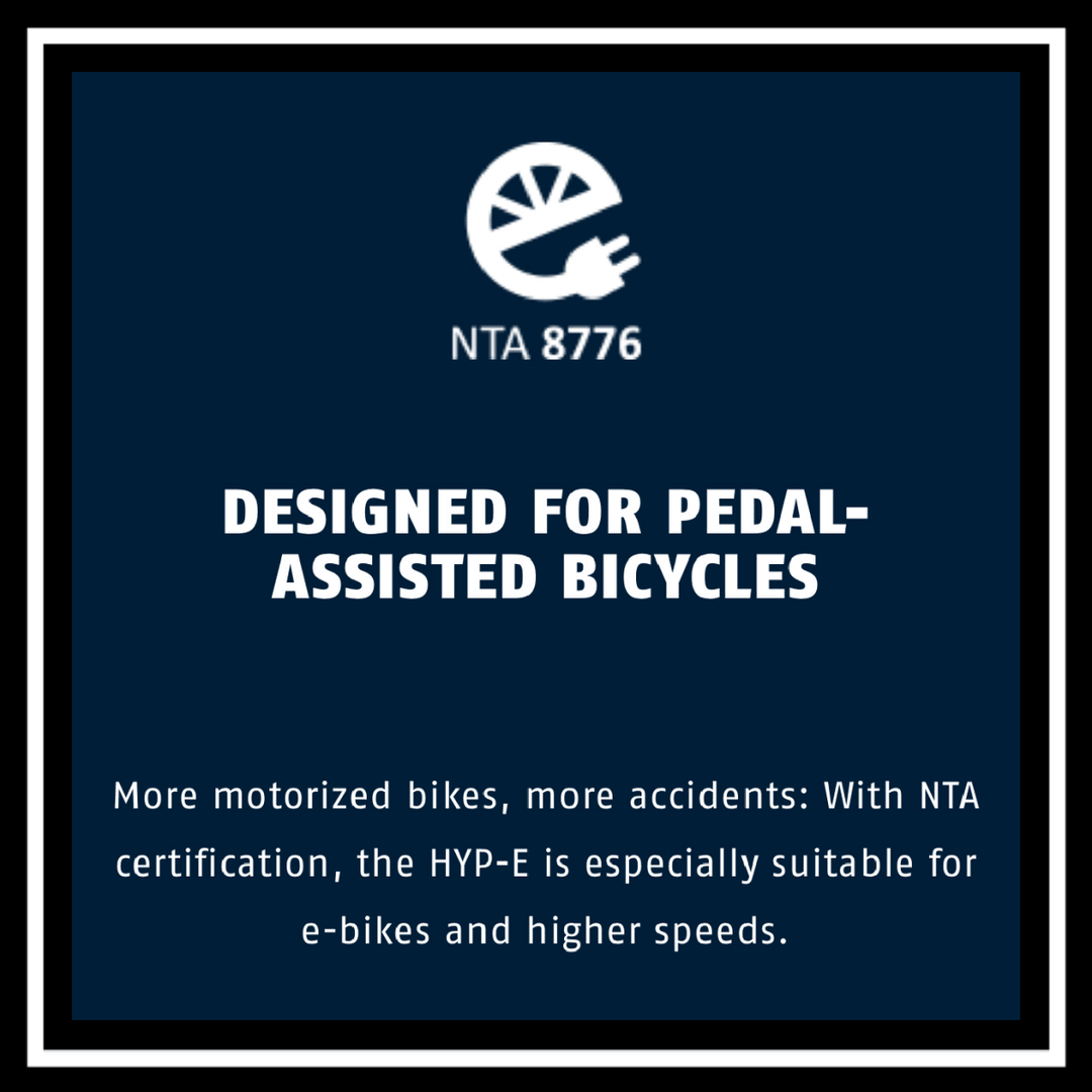ABUS HYP-E ACE BICYCLE HELMET certification for pedal-assisted bicycles and e-bikes.