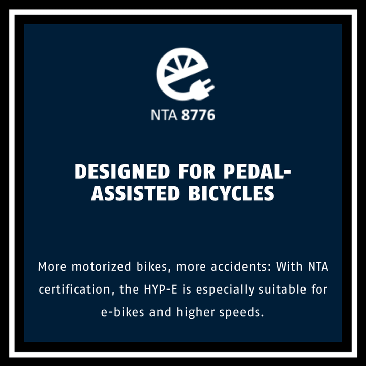 ABUS HYP-E ACE BICYCLE HELMET certification for pedal-assisted bicycles and e-bikes.