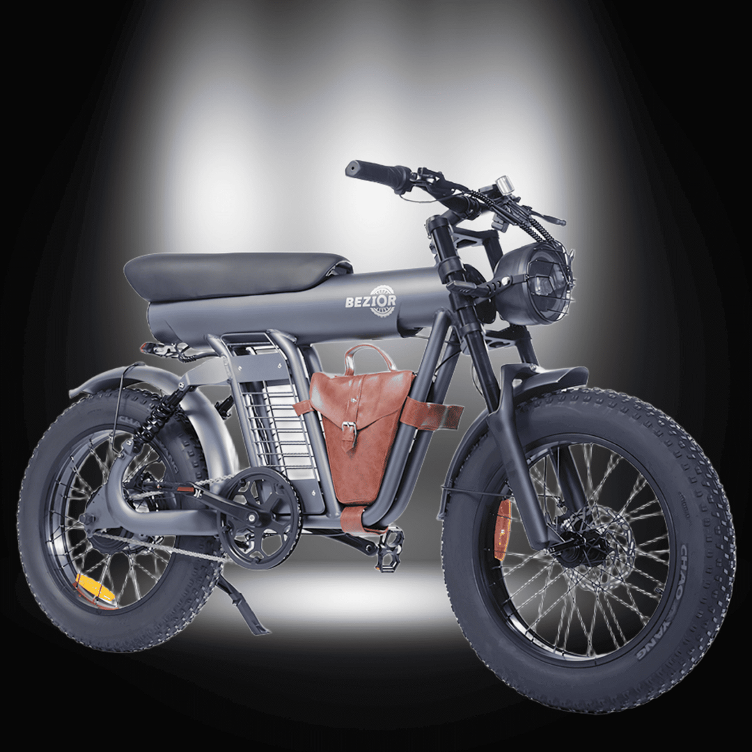 BEZIOR XF006 electric mountain bike with full suspension and fat tires, ideal for adventure seekers.