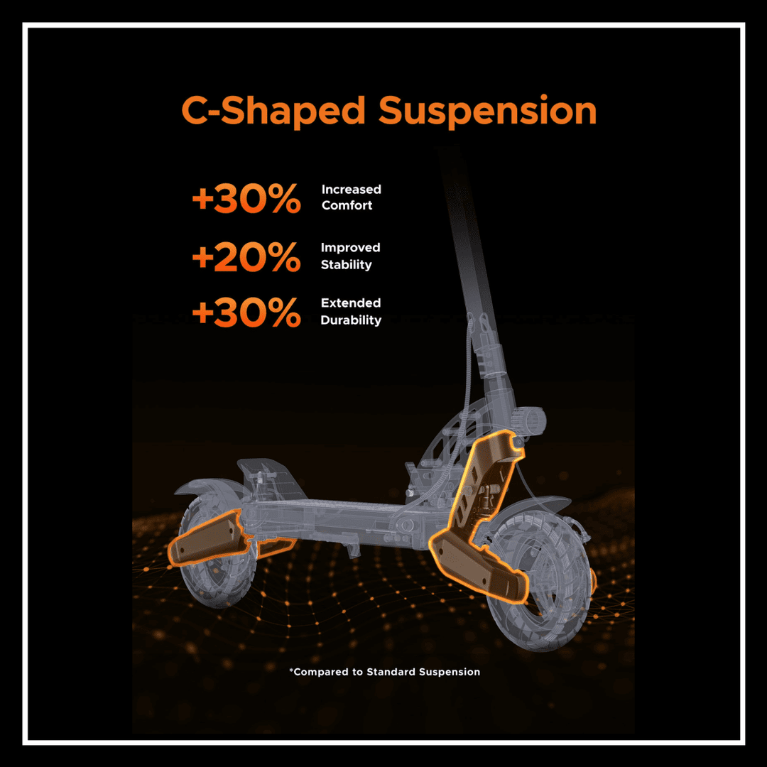 C-Shaped Suspension features for ELECTRIC SCOOTER ENGWE Y400 with increased comfort, improved stability, and extended durability.