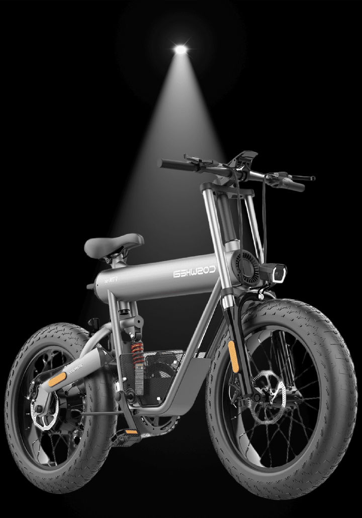 COSWHEEL T20 electric bike in spotlight showcasing its unique design and features.