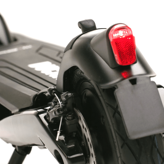 DUCATI PRO III electric scooter rear view showing tail light and brake components for urban commuting.