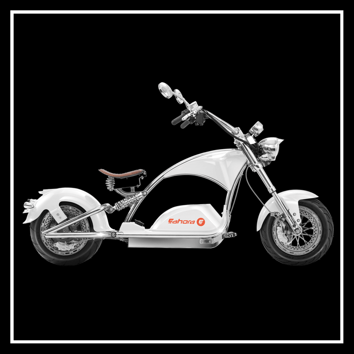 EAHORA CHROME 4000W electric chopper motorcycle side view with sleek design and chrome details.