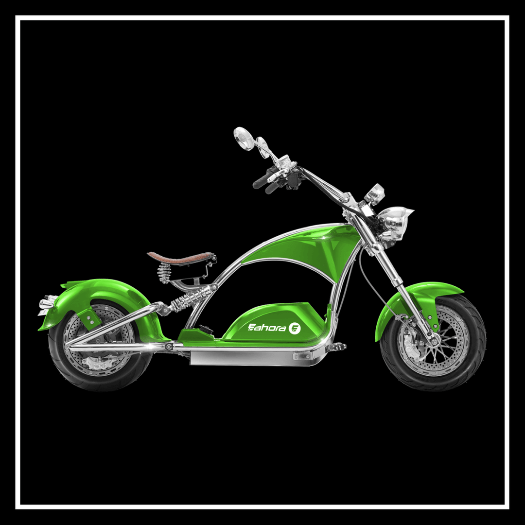 🇺🇸 EAHORA CHROME 4000W M1PS electric motorcycle in green color showcasing its sleek design and powerful performance.