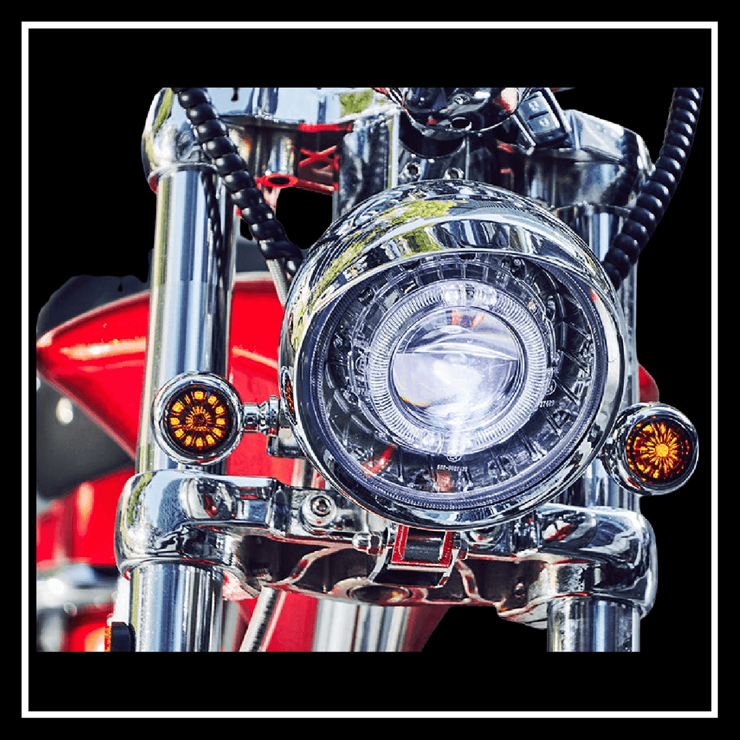 EAHORA CHROME 4000W electric chopper motorcycle headlight and turn signals