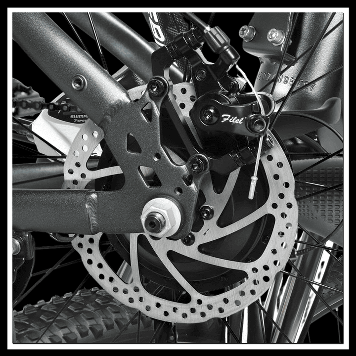 🇮🇪🇬🇧🇪🇺 SAMEBIKE RS-A01 MEN disc brake system close-up for reliable stopping power.