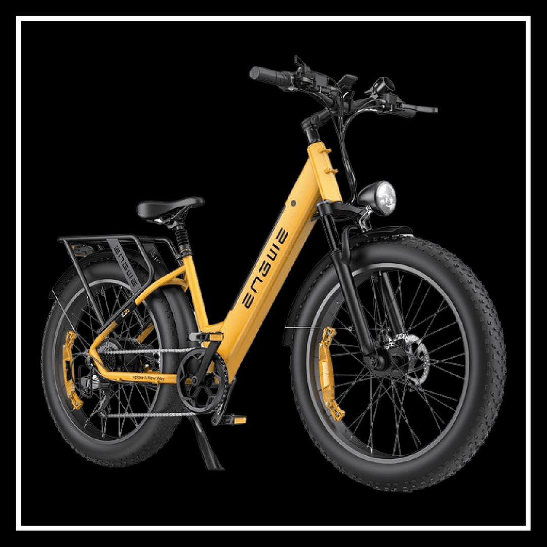 ENGWE E26 electric bike - vibrant yellow fat tire all-terrain e-bike for long-range adventures.