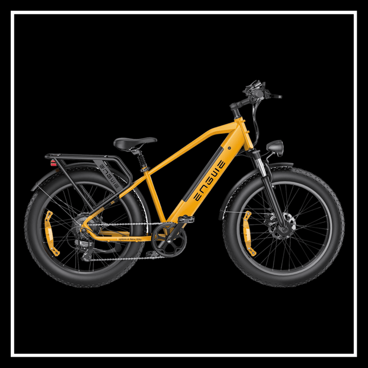 ENGWE E26 High-step All-Terrain Electric Bike in yellow with fat tyres and powerful hub motor