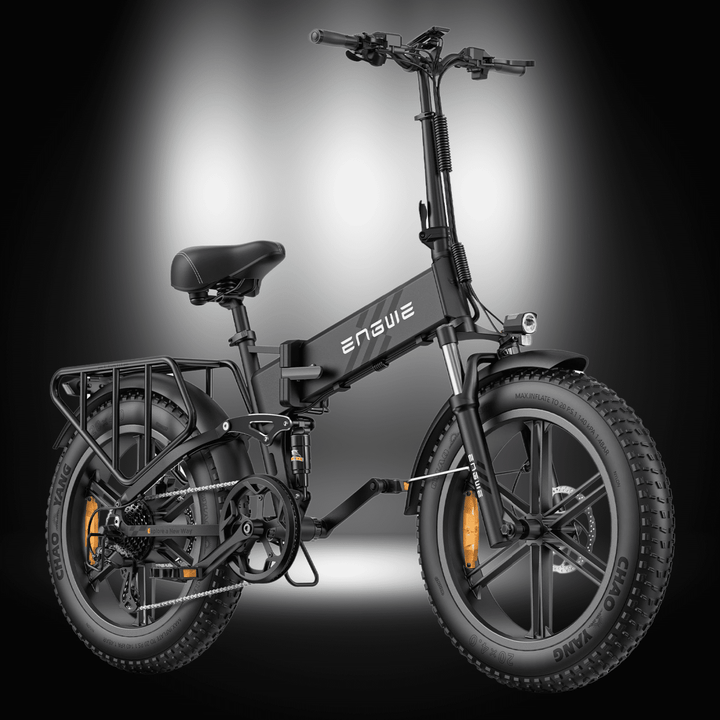 Engwe Engine Pro 2.0 electric bike showcasing its sleek foldable design and robust tires.