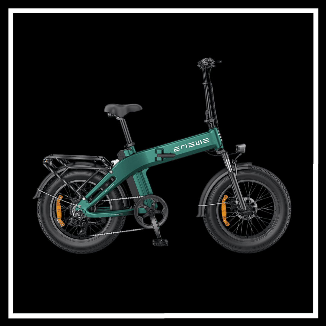 🇮🇪🇬🇧🇪🇺 ENGWE EP-2 3.0 BOOST folding e-bike in sleek green design with fat tires.