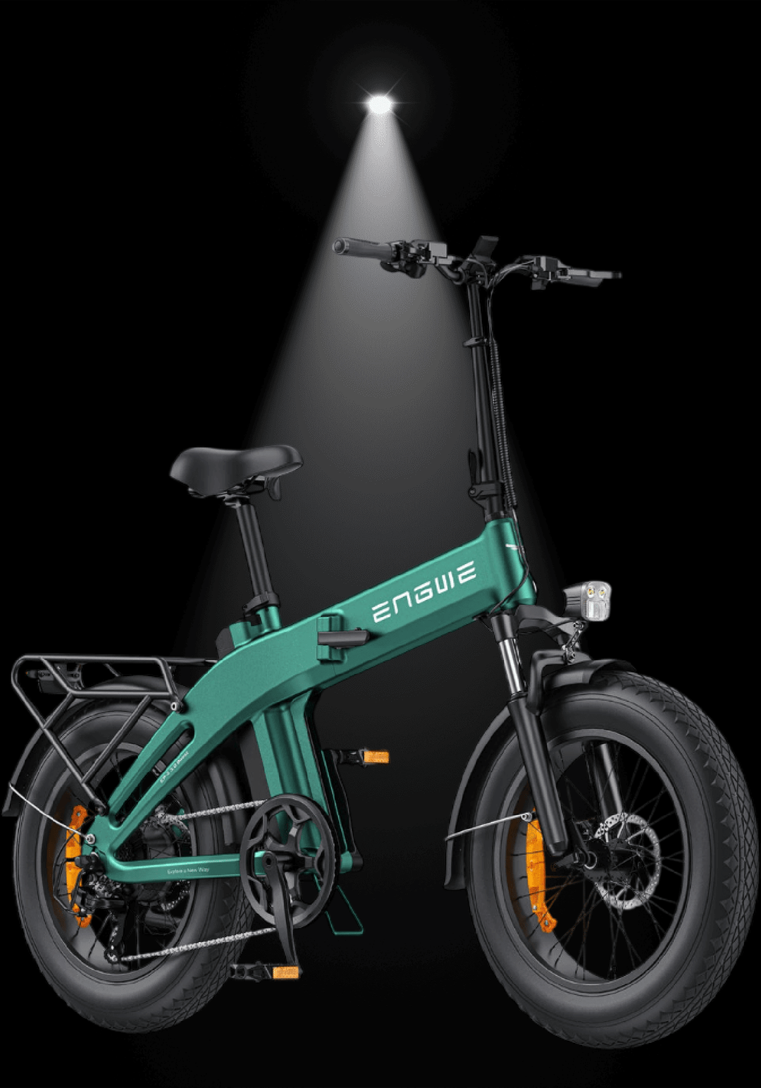 🇮🇪🇬🇧🇪🇺 ENGWE EP-2 3.0 BOOST folding e-bike showcased with spotlight.