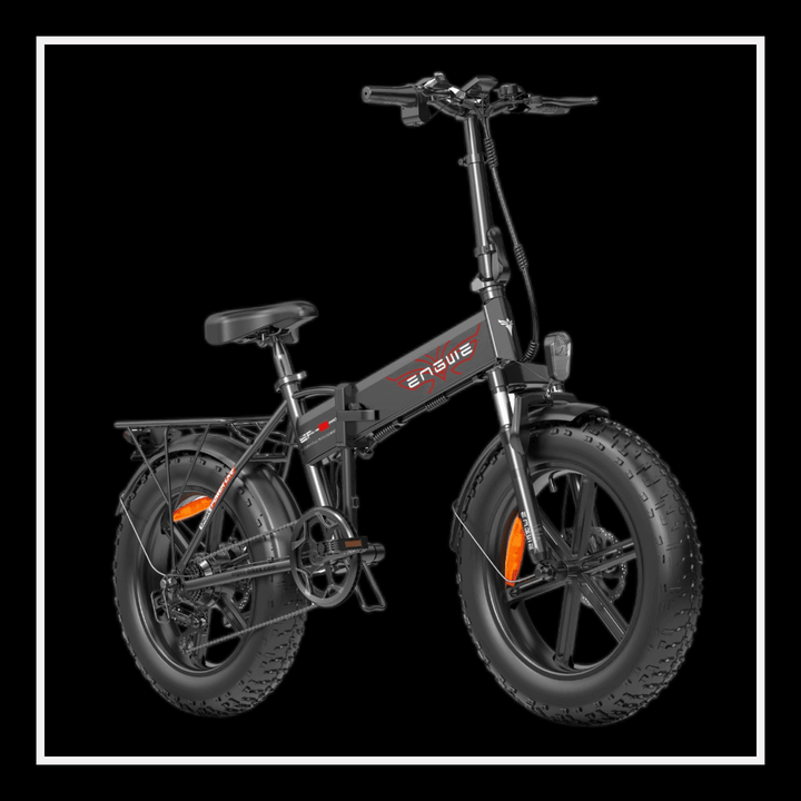 ENGWE EP-2 BOOST ELECTRIC BIKE sleek foldable fat tire design on black background