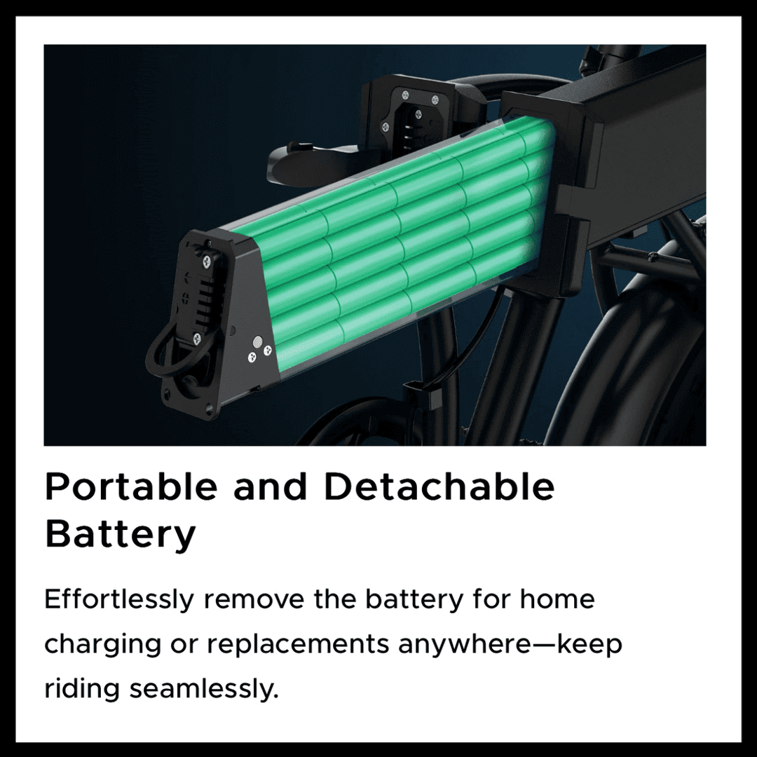 ENGWE EP-2 BOOST portable and detachable battery for seamless charging and replacements.