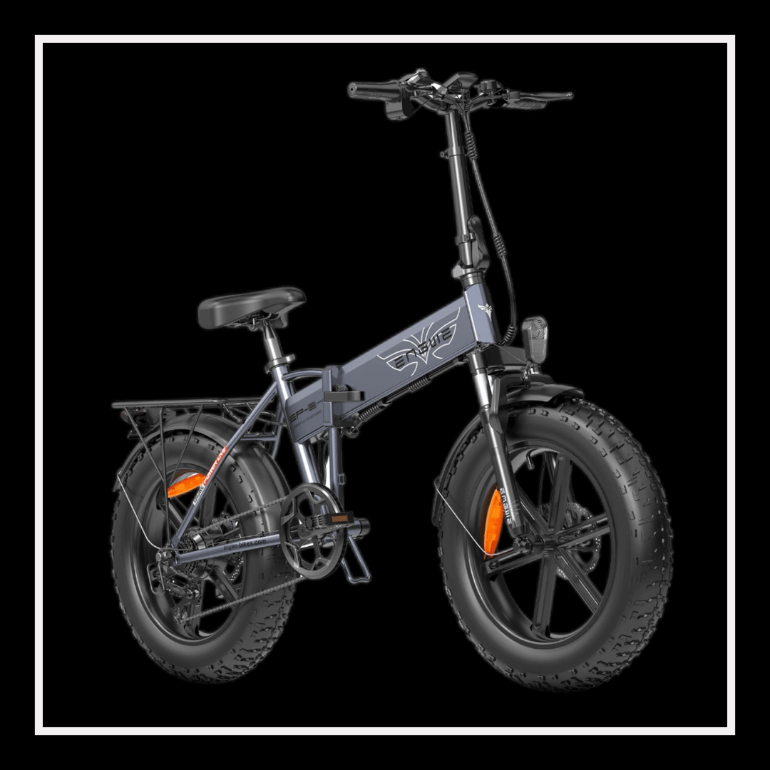 ENGWE EP-2 Pro With Throttle Electric Bike 🇮🇪🇬🇧🇪🇺 showcased with a sleek design and fat tires on a black background.