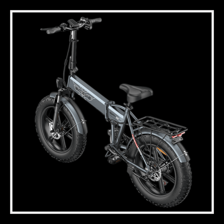 ENGWE EP-2Pro 250W foldable electric bike with fat tires and rear rack, showcasing its sleek design and functionality.