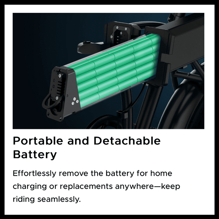 ENGWE EP-2 BOOST portable and detachable battery for seamless charging and replacements.