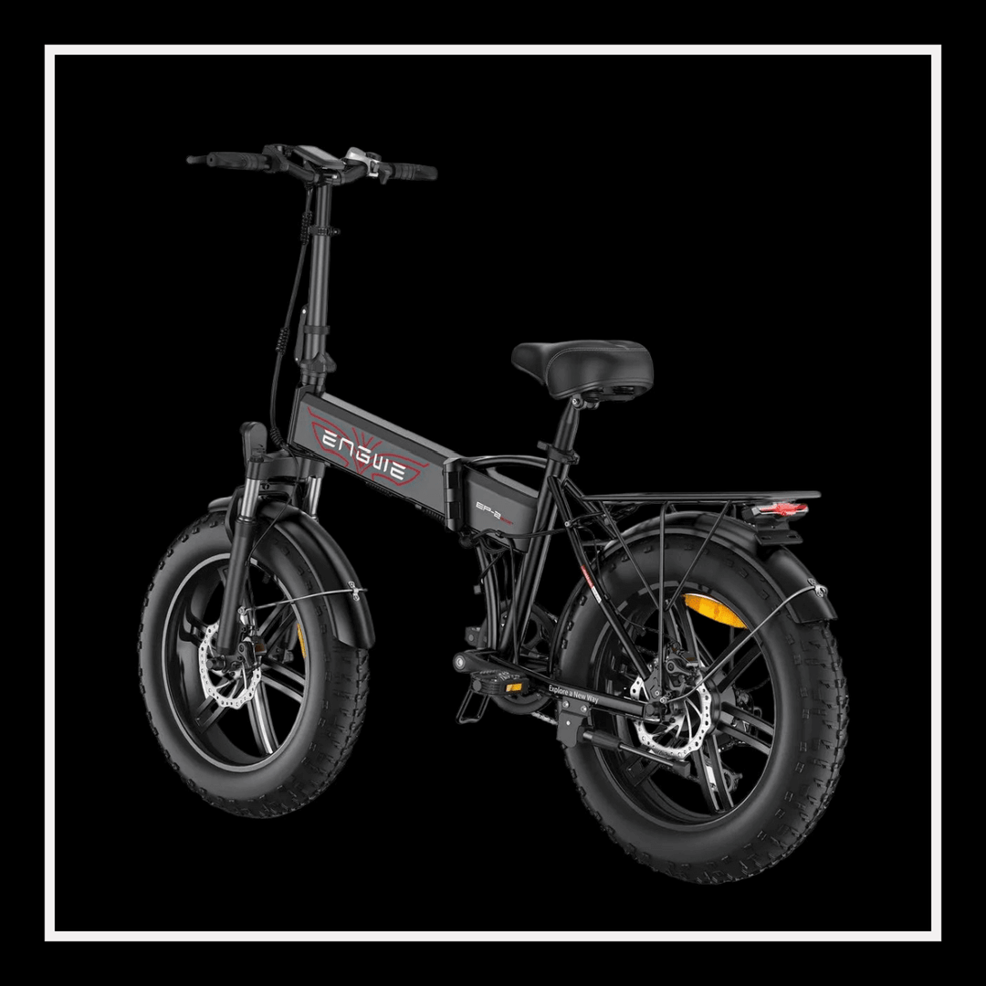 ENGWE EP-2 BOOST foldable fat-tire e-bike with 20x4.0" tires and a sleek black design.