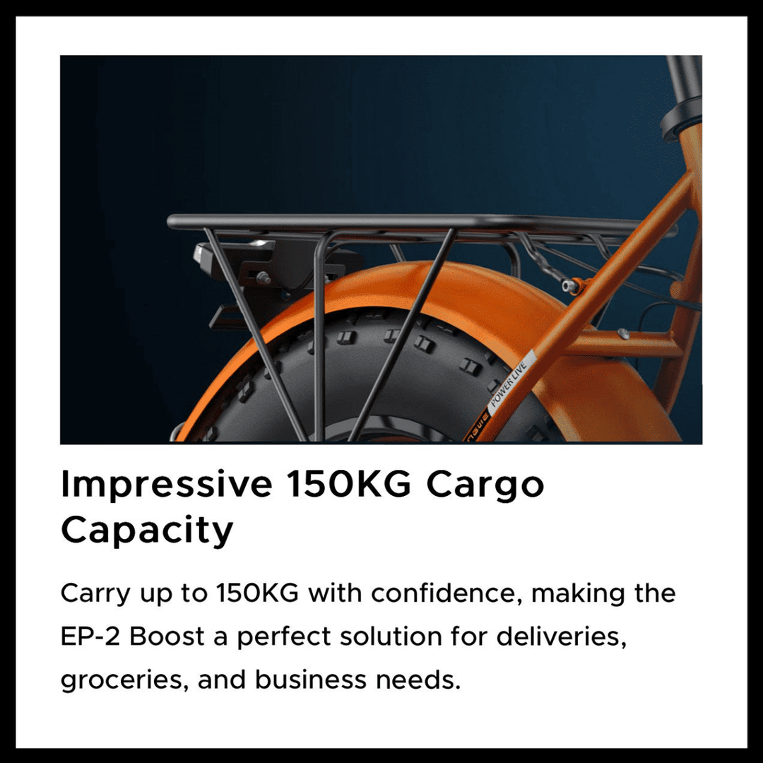 ENGWE EP-2 Pro With Throttle Electric Bike 🇮🇪🇬🇧🇪🇺 showcasing impressive 150KG cargo capacity for deliveries and groceries.
