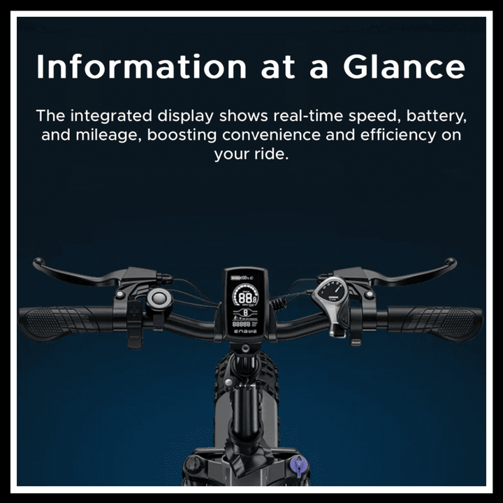 ENGWE EP-2 Pro With Throttle Electric Bike display showing speed, battery, and mileage for riders.